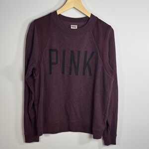 Y2K Victoria’s Secret PINK Maroon Mesh Panel Crewneck Pullover Small VTG